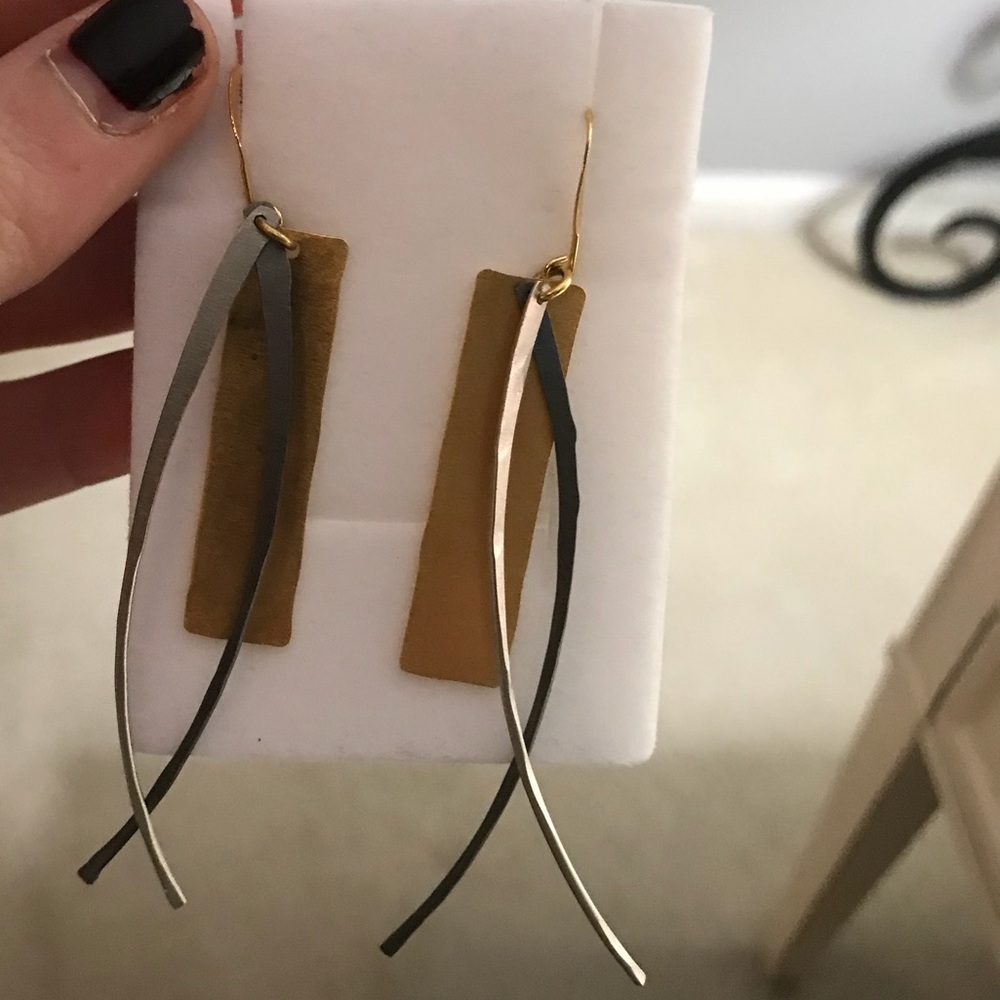 Funky gold and metal dangle earrings